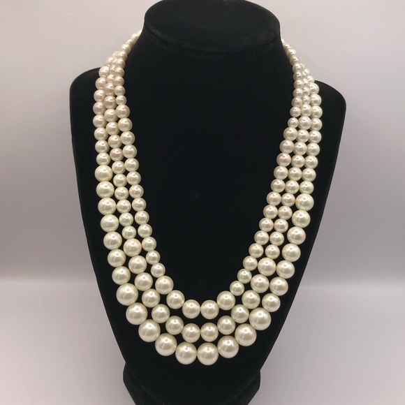 Anne Klein Triple Layer Faux Pearl Necklace - Picture 2 of 10